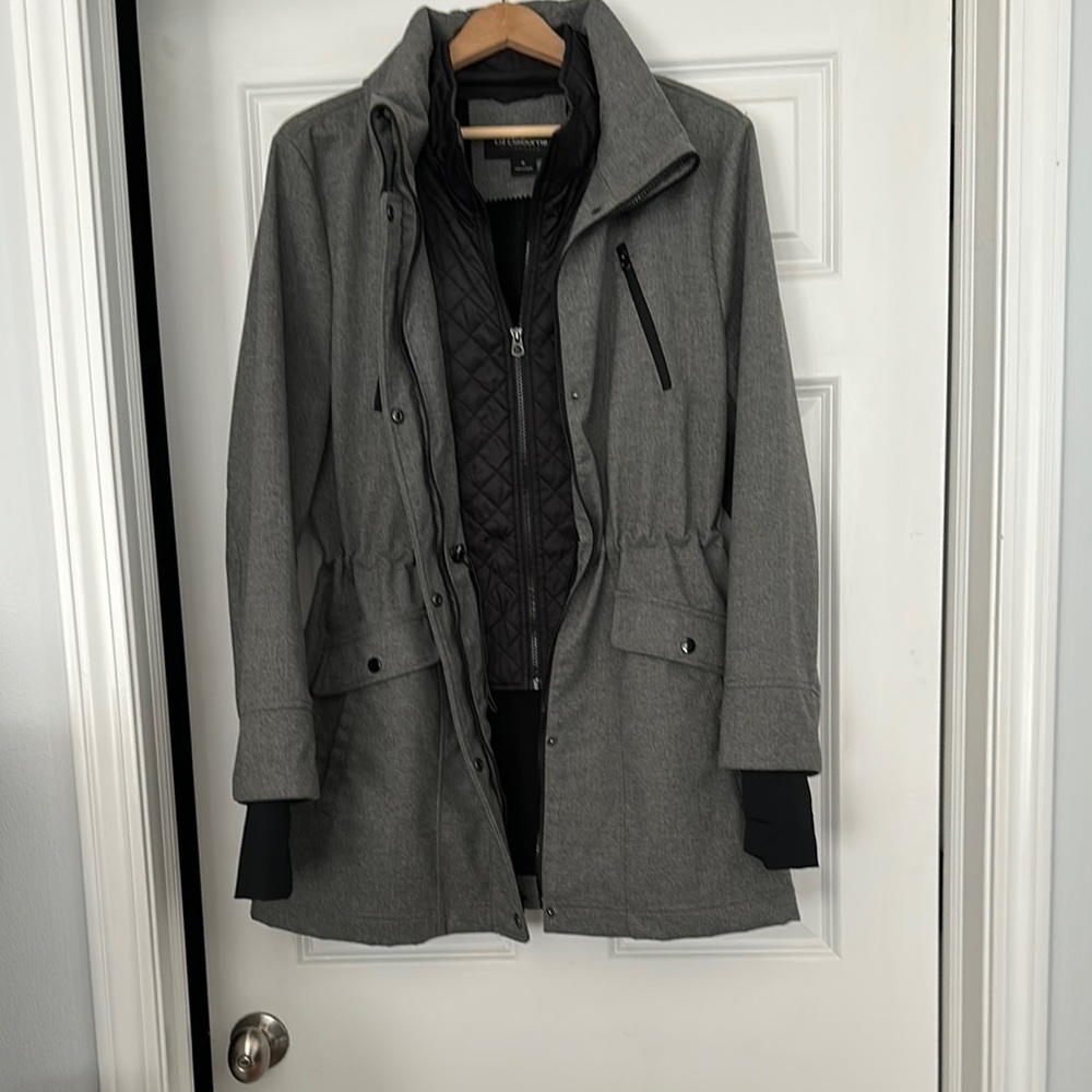 Liz Claiborne Gray Utility Jacket with High Collar and Cinched Waist - Like New!